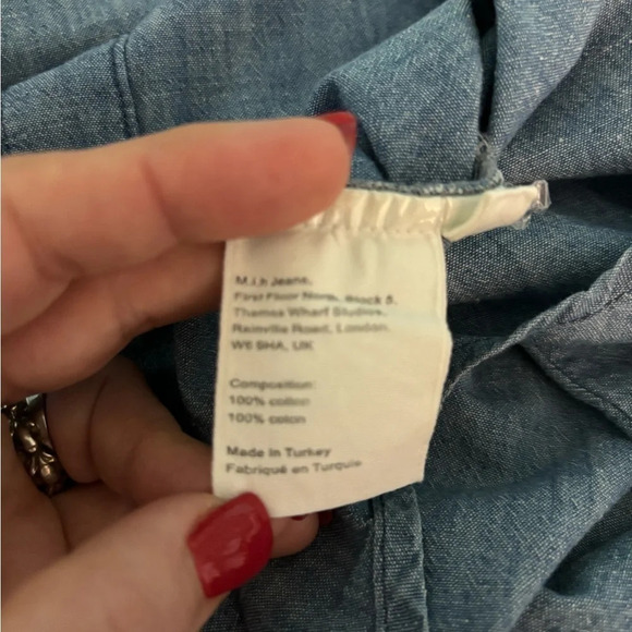 M. i. h. jeans chambray Vigo shirt long sleeved button up collared embroidered - Picture 7 of 7